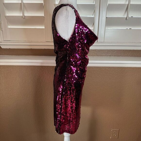 Nasty Gal Women's 8 Cowl Neck Sequin Mini Dress Pink Party Cocktail Disco Barbie - Picture 3 of 7